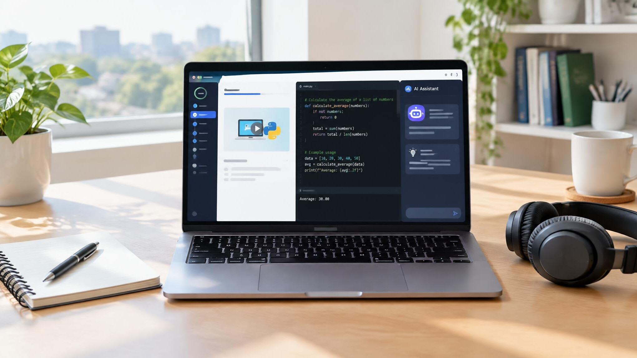 Laptop with code editor on a desk