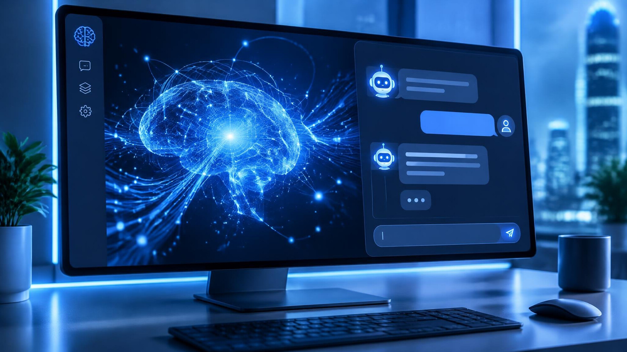 Abstract artificial intelligence illustration on a screen